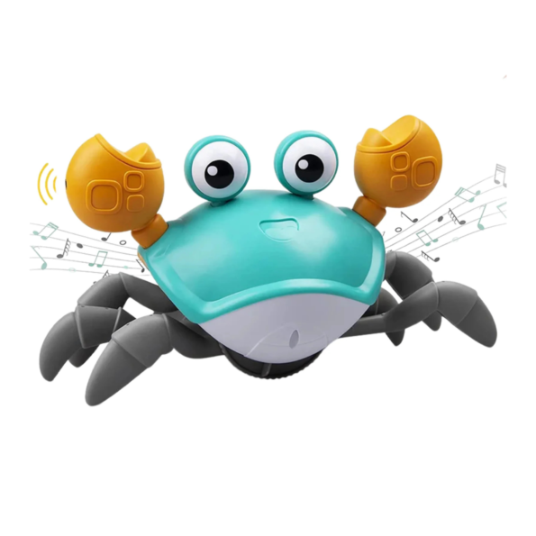 Interactive Crawling Crab Dog Toy with Obstacle Avoidance, Lights & Music